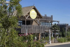 Entrance of Les Hauts de Beauval hotel, African-themed, near ZooParc de Beauval