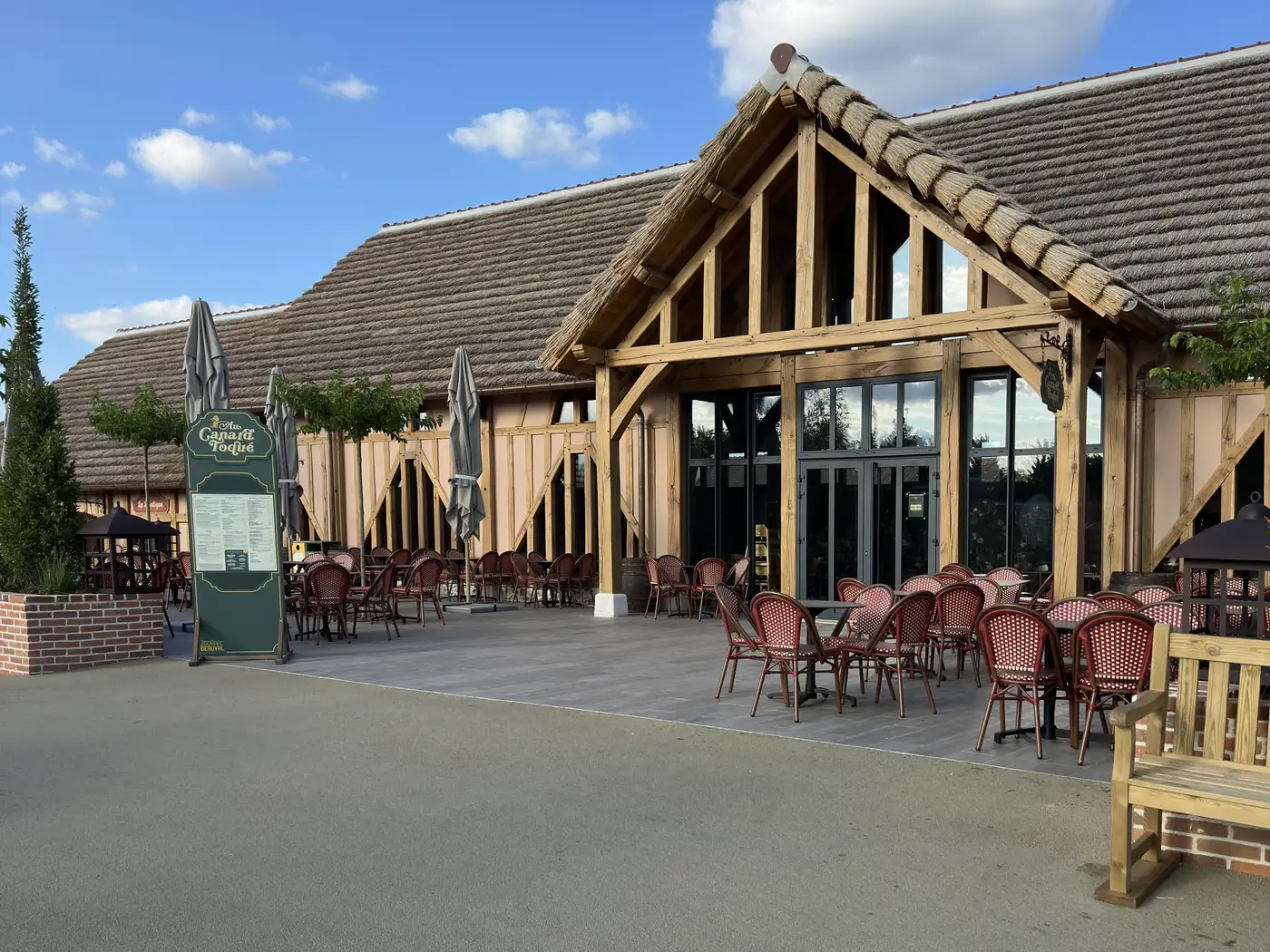 Terrace of Le Canard Toqué restaurant at Bucolia, ZooParc de Beauval